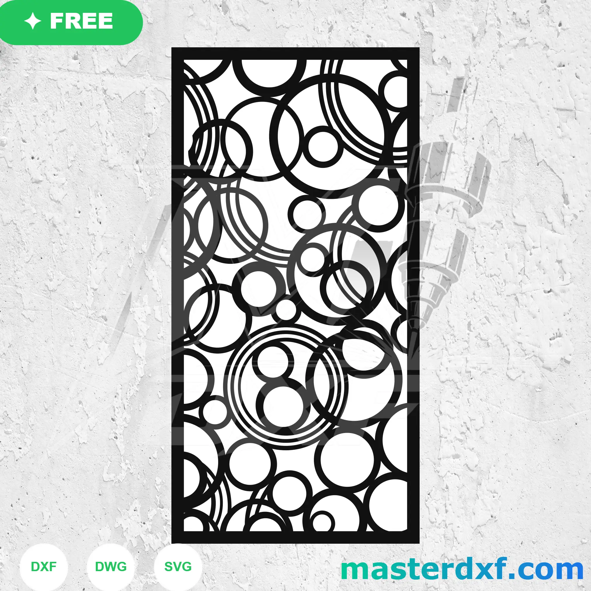 Abstract Overlapping Geometric Bubbles Circle Gate Template DXF File
